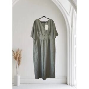 NWT Plus Size Romper 22/24 Green Wide Leg